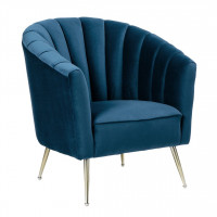 Manhattan Comfort AC056-BL Rosemont Blue and Gold Velvet Accent Chair